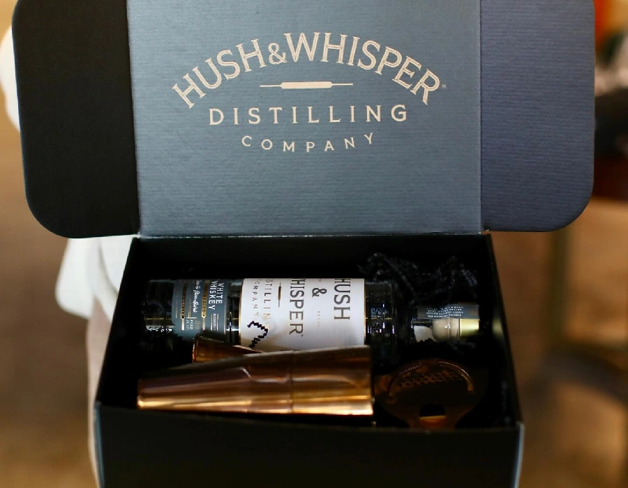 bottle of Hush and Whisper whiskey