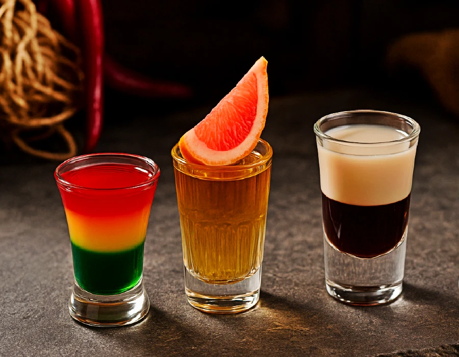 vodka shots with garnish