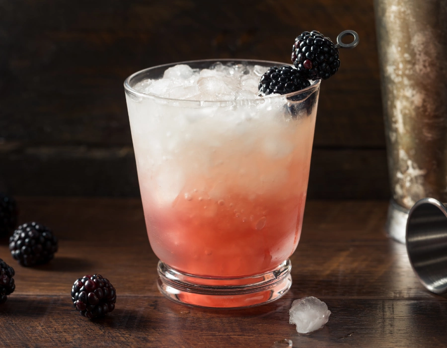 not a simple drink with lime juice, tonic water and blackberries