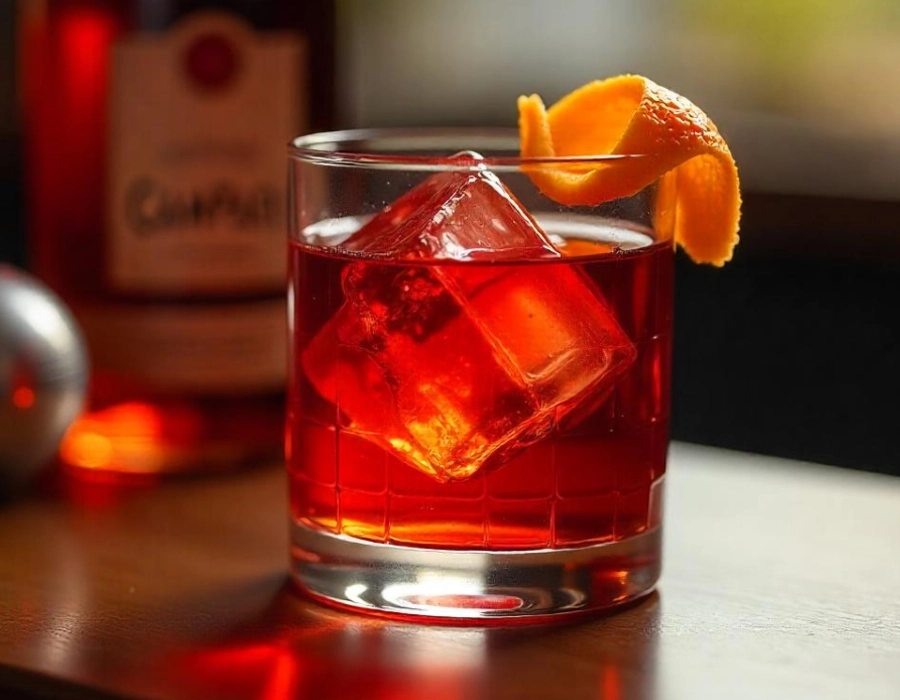 smoked negroni in a glass