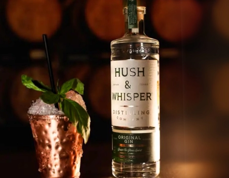 hush and whisper gin next to gin cocktail