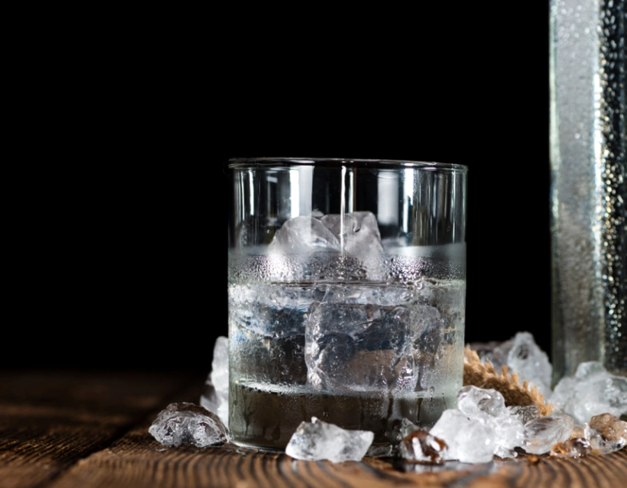vodka on ice after vodka production