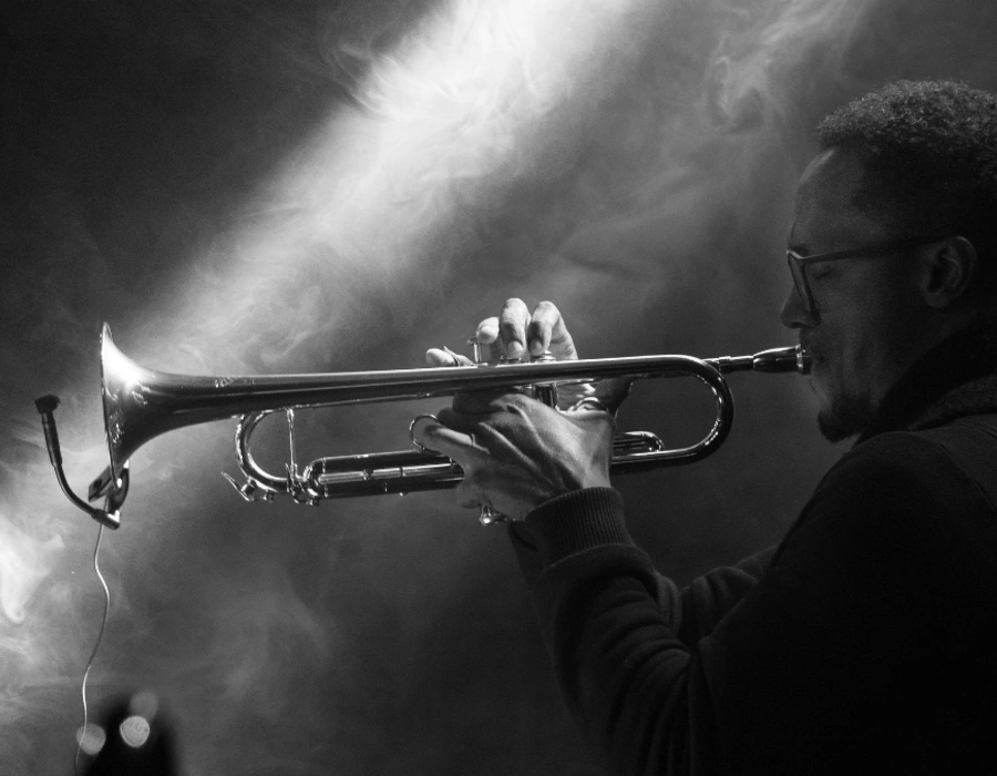 man playing trumpet