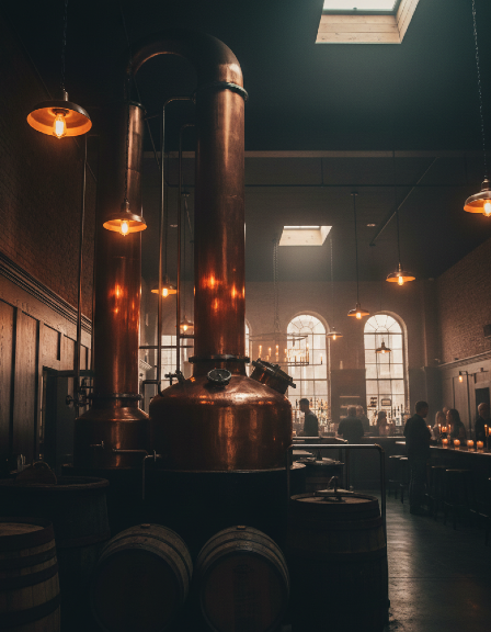 copper distilling kettle in venue