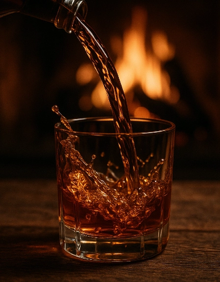 pouring whiskey into a glass