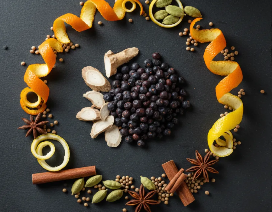 layout of botanicals used for gin