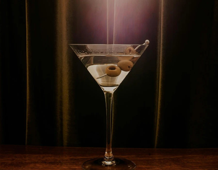 dirty martini under spotlight