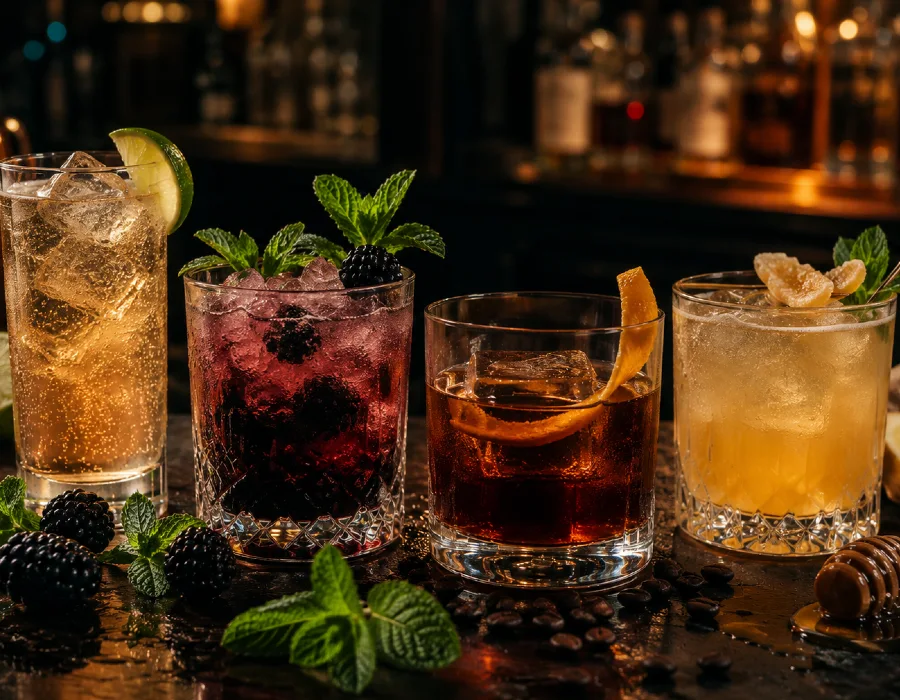 four cocktails in a row