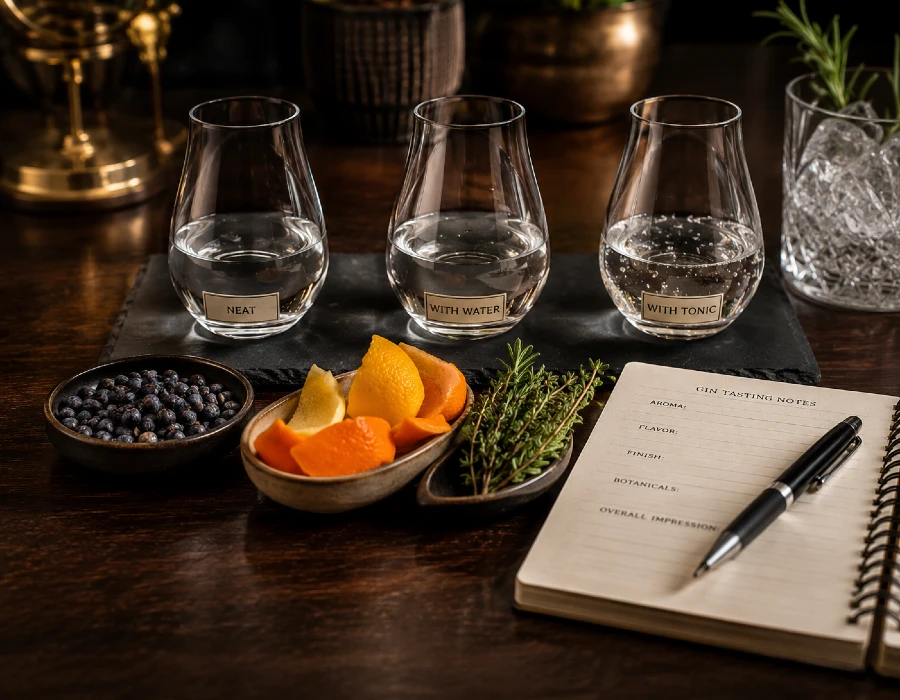 gin tasting setup