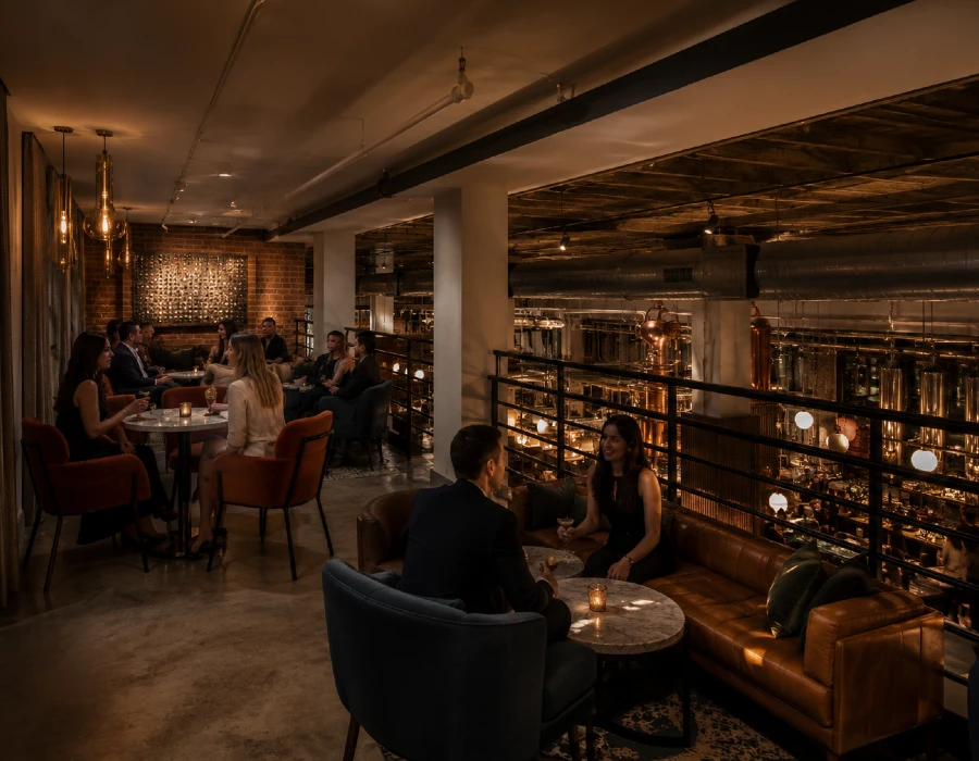 people socializing at hush and whisper