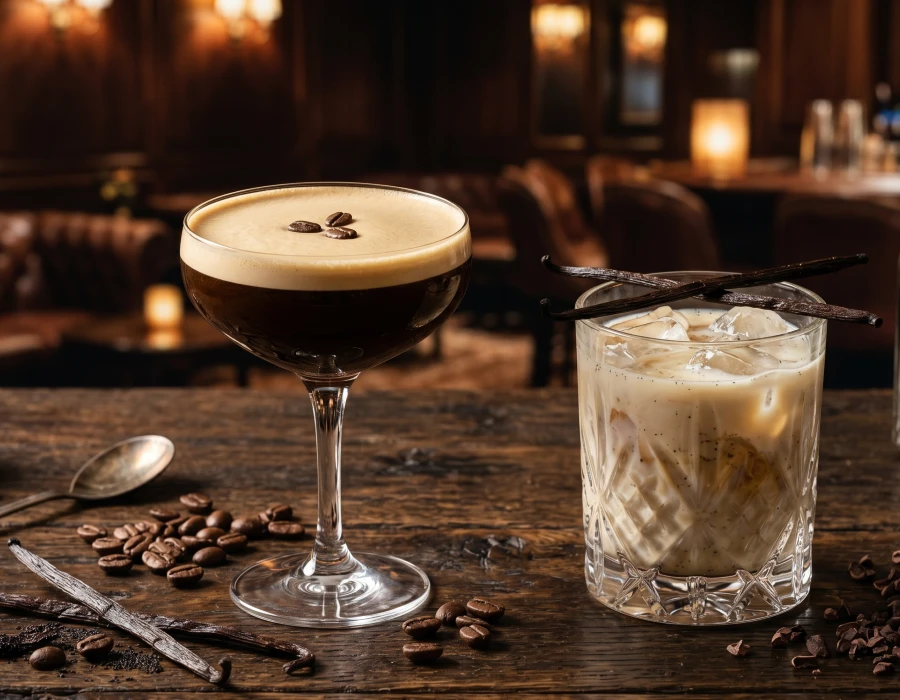 Espresso martini and White Russian cocktails