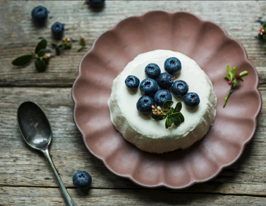 Panna Cotta with blue berries