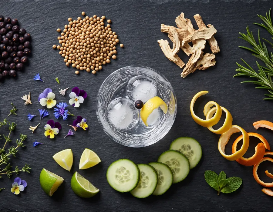 flat lay of different botanicals and fruits