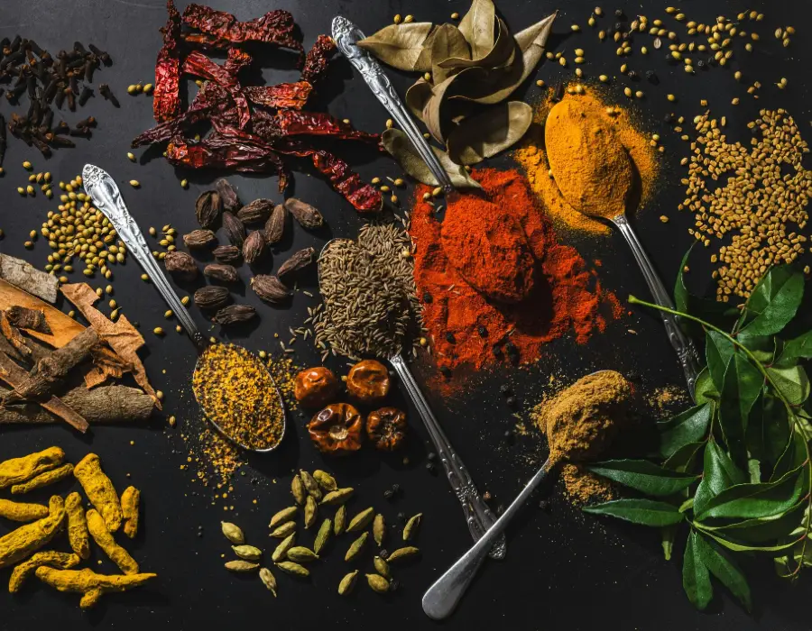 flat lay of spices
