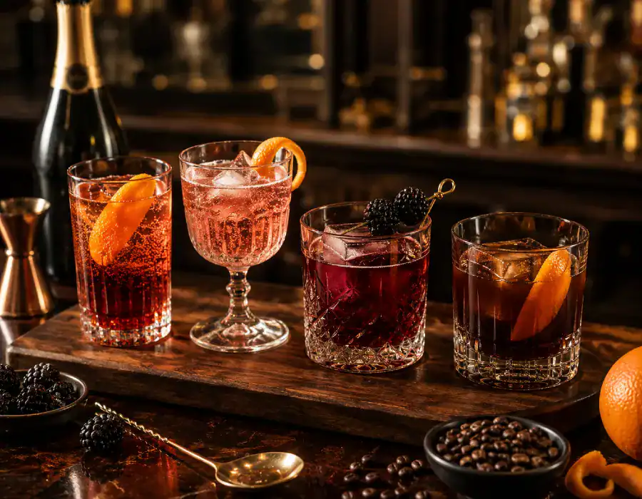 Cocktail flight at a bar