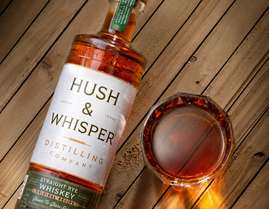 Hush and whisper Straight Rye on table