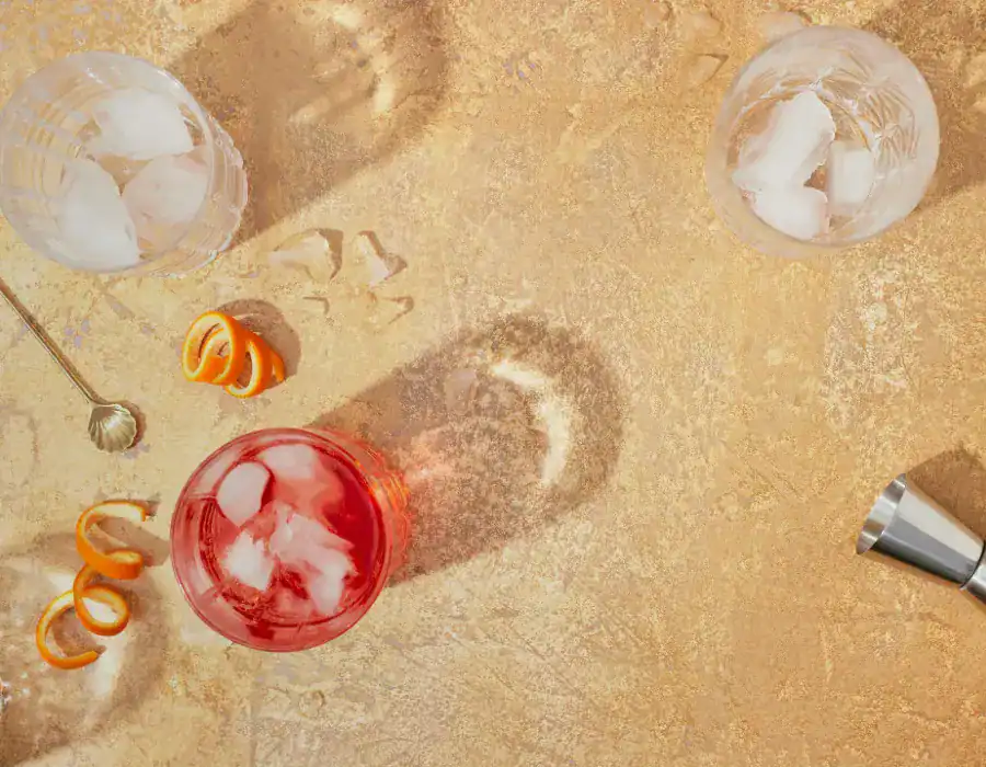cocktail tools and negroni from above