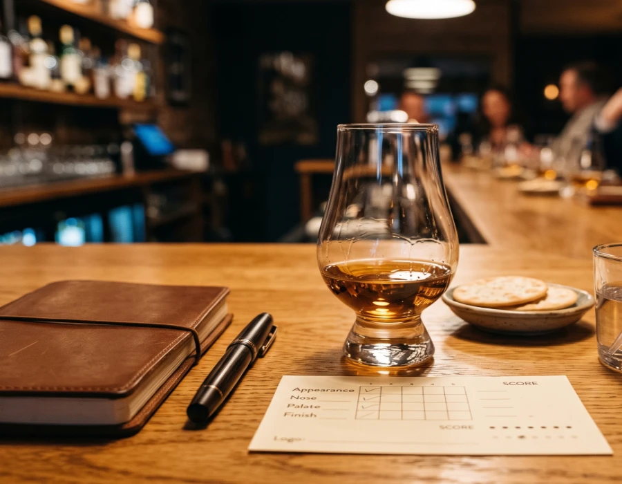 whiskey tasting setup