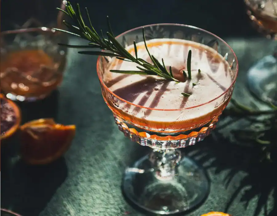 close up of citrus botanical cocktail