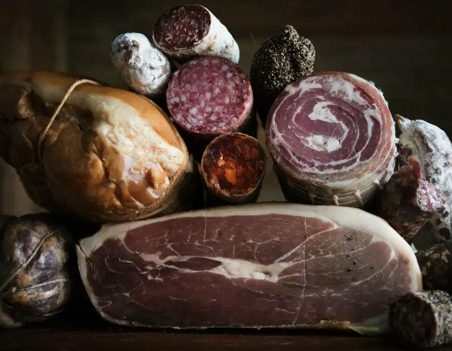 variety of cured meats